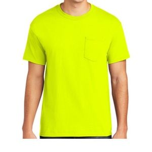 🌸3/$30🌸2/$15❤️5/$25❤️ GILDAN | pocket tee high visibility safety neon yellow